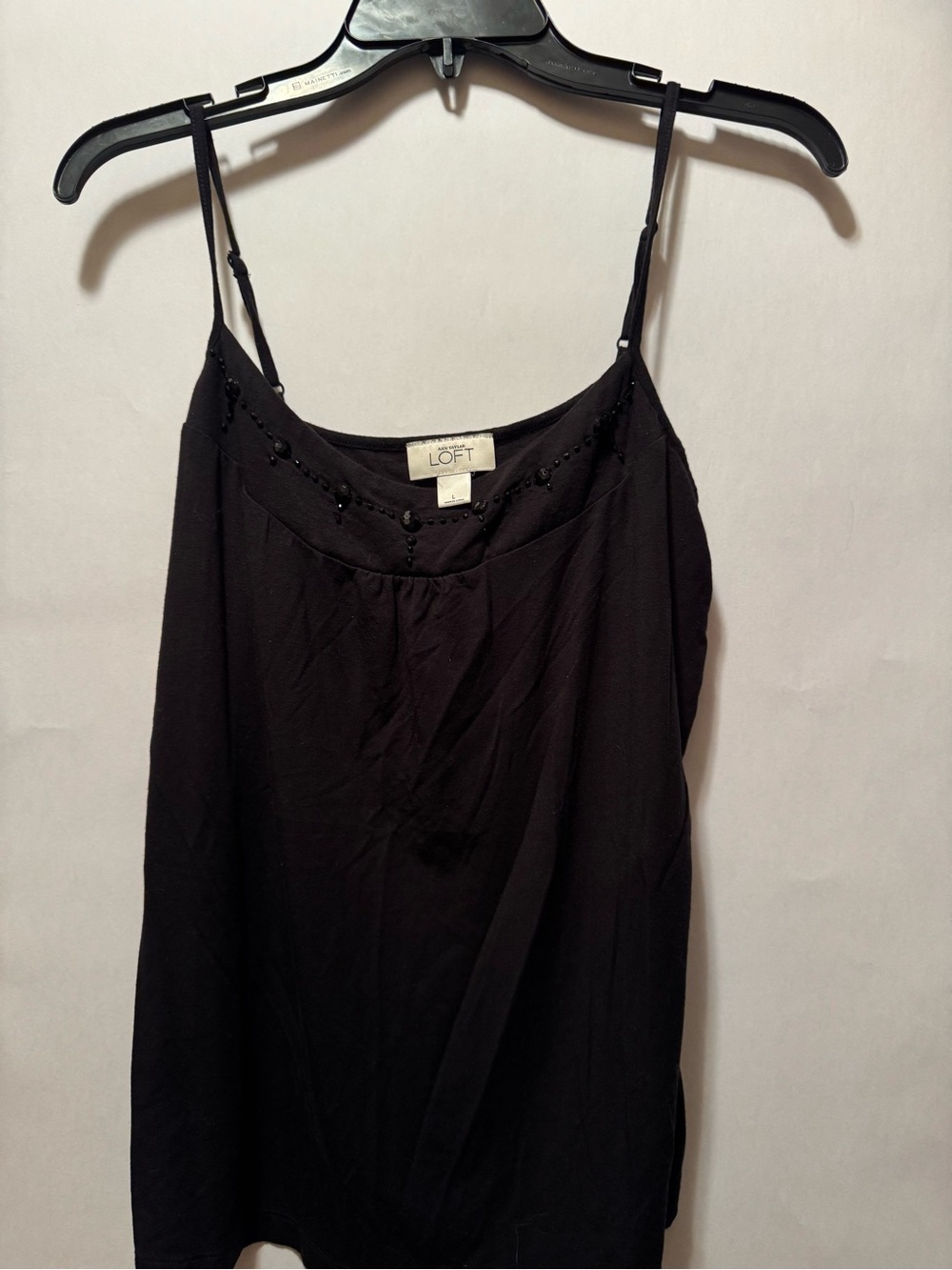 LOFT Black Beaded Spaghetti Strap Camisole